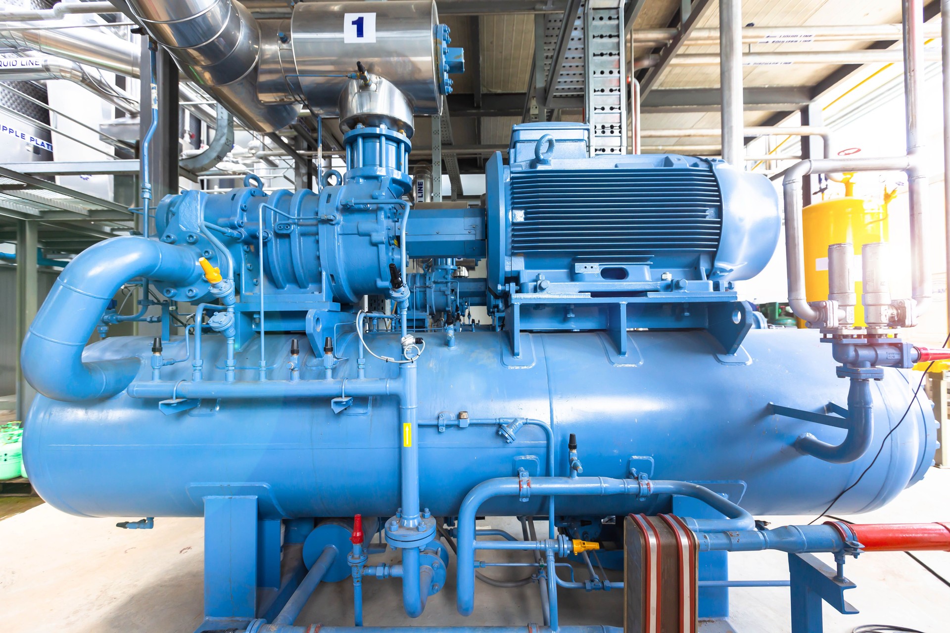 Compressor refrigeration station at manufacturing factory